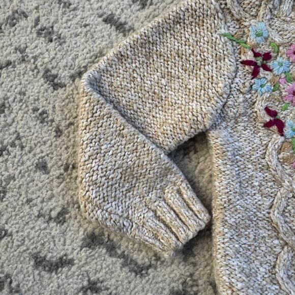 Vtg 1990s y2K Faded Glory Embroidered Floral Beige Sweater Cardigan 18M - Picture 4 of 7